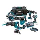 Makita Tools - 6 Piece Brushless Combo Kit - HP001G TW007G GA013G JR002G HR008G HS003G 2x BL4040 DC40RA  & TOOL BAG (832367-6) | DK0191G601